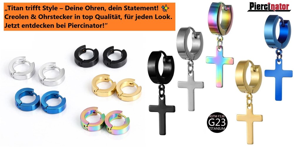 Zeig’s deinen Ohren! ⚡ Titan-Ohrstecker & Creolen, die knallen – nur bei Piercinator!